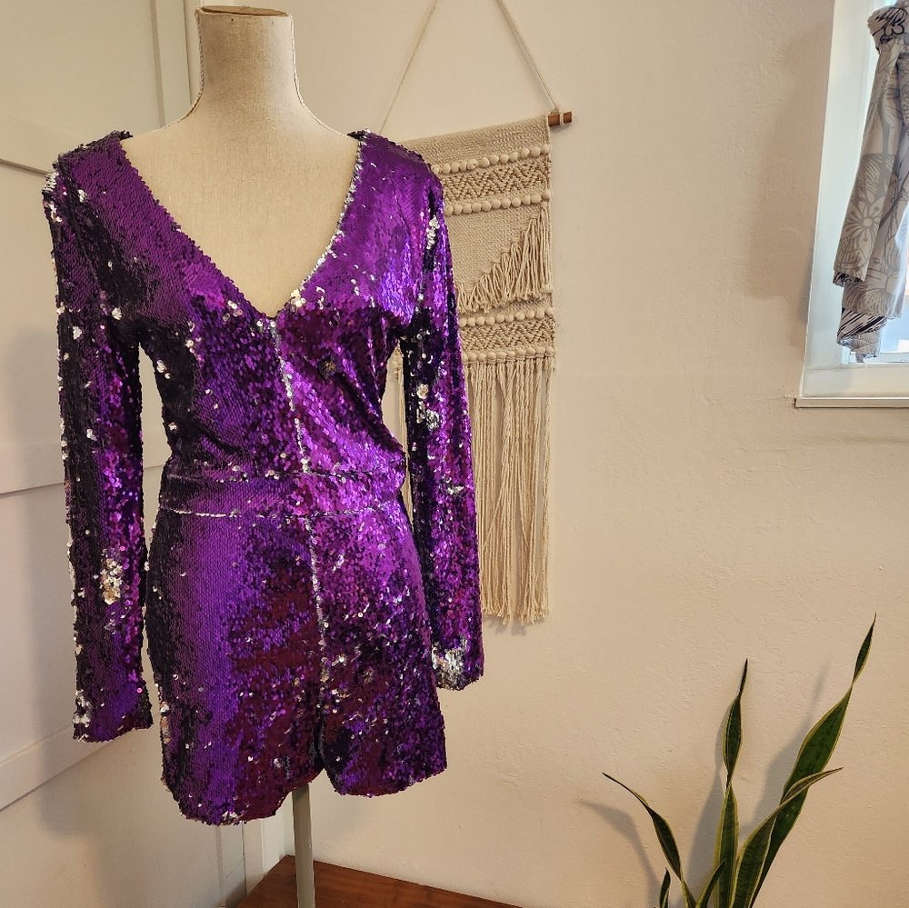 Purple Sequin Romper-M